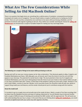 What Are The Few Considerations While Selling An Old MacBook Online