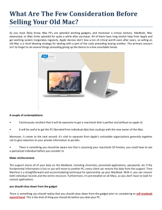 What Are The Few Consideration Before Selling Your Old Mac?