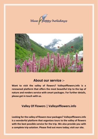 Valley Of Flowers | Valleyofflowers.info