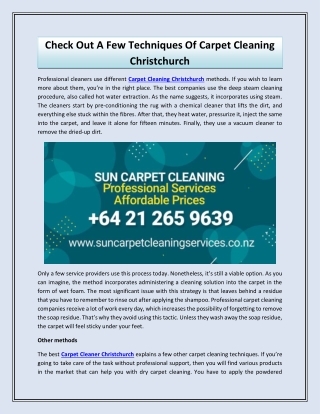 Check Out A Few Techniques Of Carpet Cleaning Christchurch