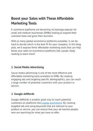 Boost your Sales with These Affordable Marketing Tools