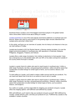 Everything eSellers Need to Know About Lazada