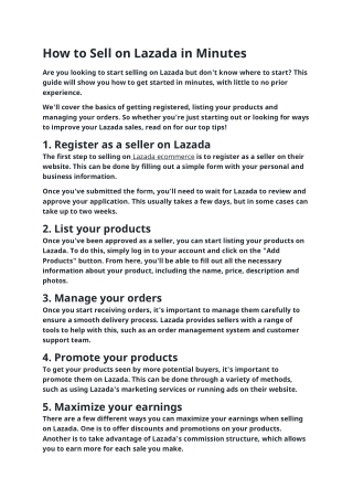 How to Sell on Lazada in Minutes