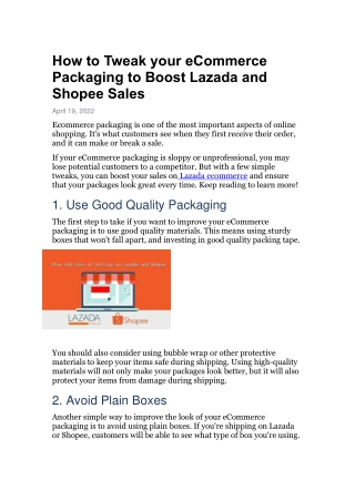 How to Tweak your eCommerce Packaging to Boost Lazada and Shopee Sales