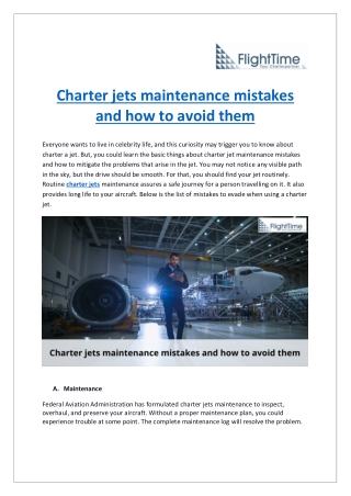 How to avoid Charter jets maintenance mistakes?