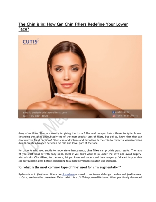 Non-Surgical Chin Enhancements: Sculpting Your Lower Face with Fillers