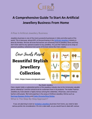 A Comprehensive Guide To Start An Artificial Jewellery Business From Home