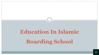 Education In Islamic Boarding School