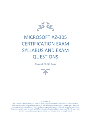 Microsoft AZ-305 Certification Exam Syllabus and Exam Questions