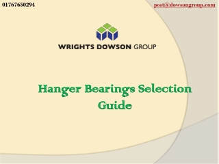 Hanger Bearings Selection Guide