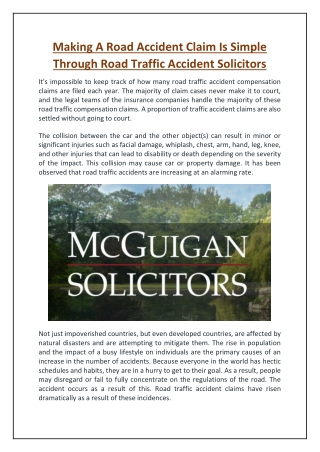 Making A Road Accident Claim Is Simple Through Road Traffic Accident Solicitors