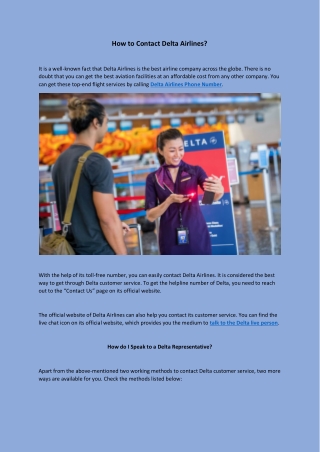 How to Contact Delta Airlines