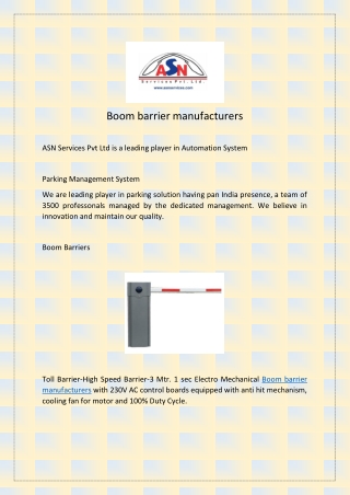 Boom barrier manufacturers