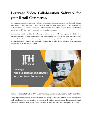 Leverage Video Collaboration Software for your Retail Commerce