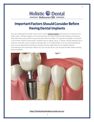 Important Factors Should Consider Before Having Dental Implants