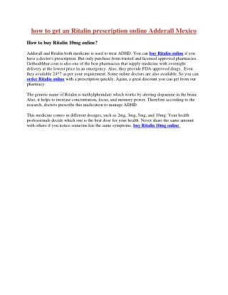 how to get an Ritalin prescription online Adderall Mexico
