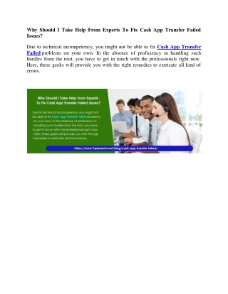 Why Should I Take Help From Experts To Fix Cash App Transfer Failed Issues?