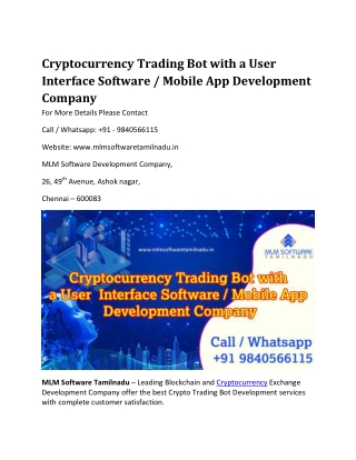 Cryptocurrency Trading Bot with a User Interface Software