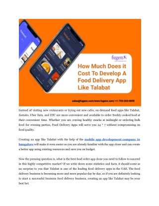 How Much Does it Cost To Develop A Food Delivery App Like Talabat