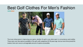 Best Golf Clothes For Men's Fashion