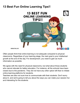 13 Best Fun Online Learning Tips!!