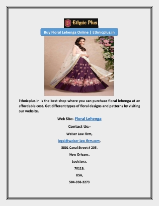 Buy Floral Lehenga Online | Ethnicplus.in