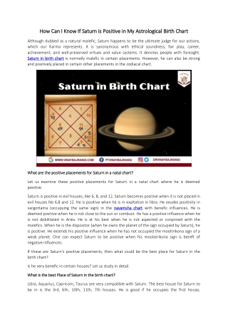 Saturn and its Effects on Humans - Birth Chart Analysis