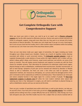 Get complete orthopedic care with comprehensive support