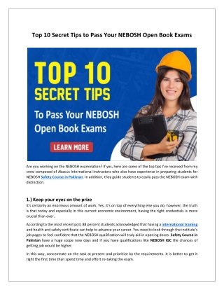 Top 10 Secret Tips to Pass Your NEBOSH Open Book Exams