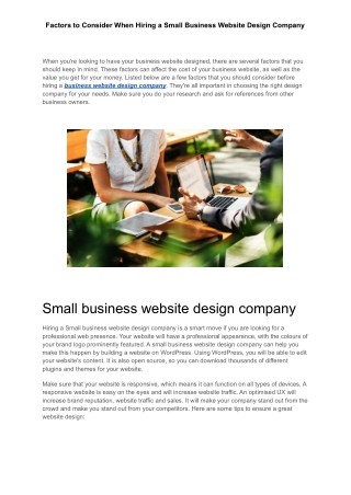 Factors to Consider When Hiring a Small Business Website Design Company