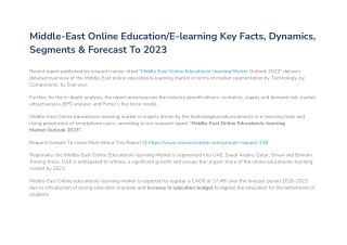 Middle-East Online Education/e-learning Market Future Scope and Top Players