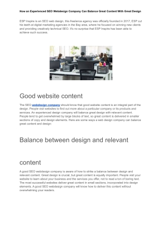 How an Experienced SEO Webdesign Company Can Balance Great Content With Great Design