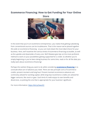 Ecommerce Financing: How to Get Funding for Your Online Store