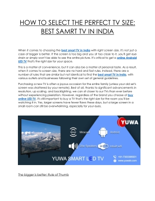 HOW TO SELECT THE PERFECT TV SIZE