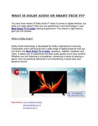 WHAT IS DOLBY AUDIO ON SMART TV