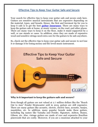 Effective Tips to Keep Your Guitar Safe and Secure