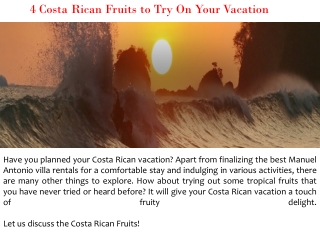 4 Costa Rican Fruits to Try On Your Vacation