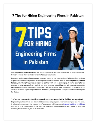 7 Tips for Hiring Engineering Firms in Pakistan