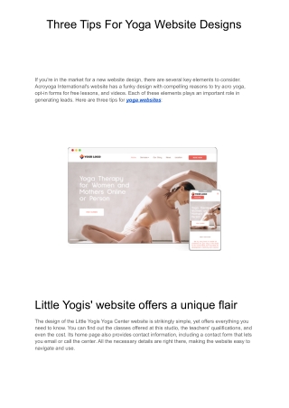 Three Tips For Yoga Website Designs