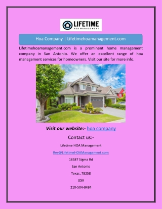 Hoa Company | Lifetimehoamanagement.com