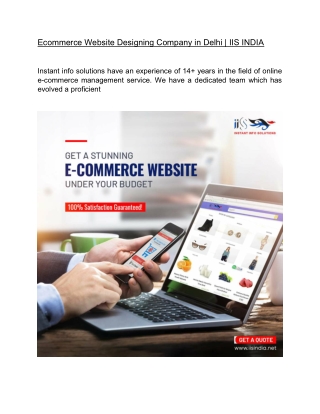 Ecommerce Website Designing Company in Delhi  | IIS INDIA