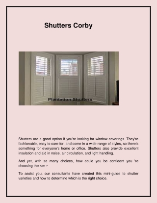 Top Plantation Shutters in Corby