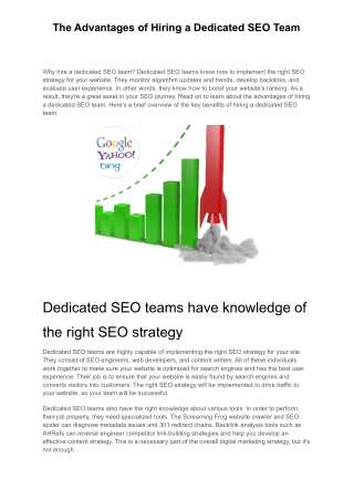 The Advantages of Hiring a Dedicated SEO Team