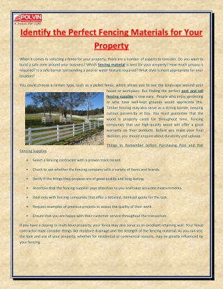 Identify the Perfect Fencing Materials for Your Property