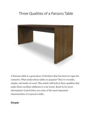 Three Qualities of a Parsons Table