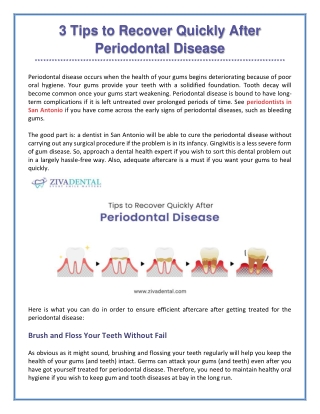 Tip For Periodontal Treatment Recovery