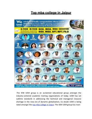 Top mba college in Jaipur