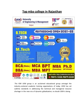 Top mba college in rajasthan