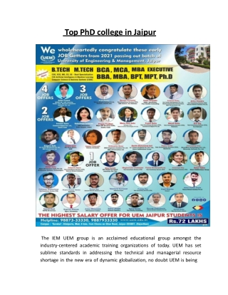 top phd college in jaipur