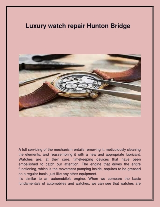 Best rolex repair in Hunton Bridge